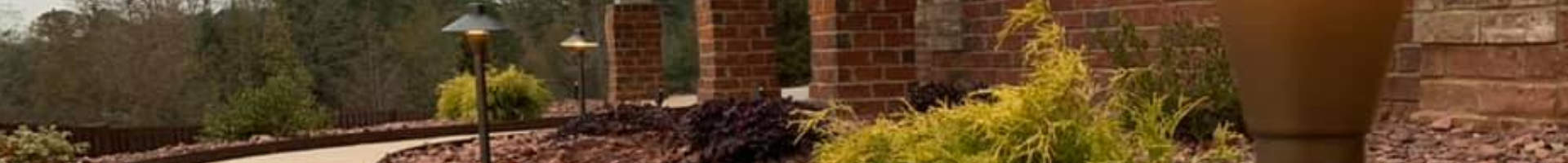 outdoor lighting istalled in a landscaped backyard
