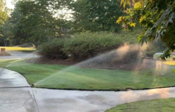 sprinklers watering lawn